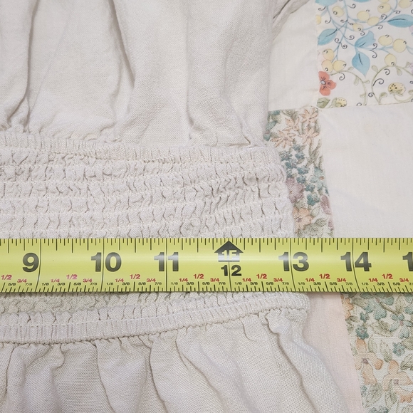 💐Vtg Cottagecore Dress MED Cream Midi Smocked Milk Maid Prairie Boho Peasant - Picture 13 of 14